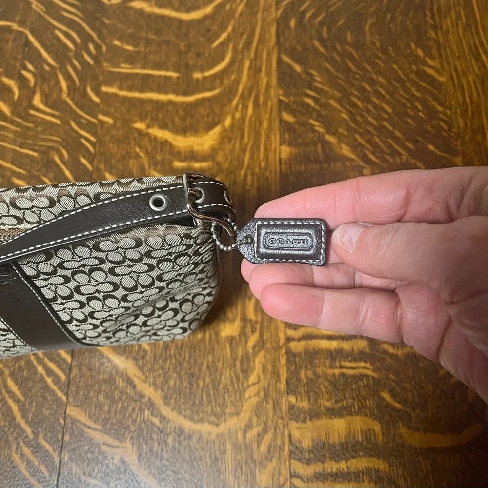 Coach Y2K Mini Phoebe Tan and Brown Signature C Canvas Shoulder Bag